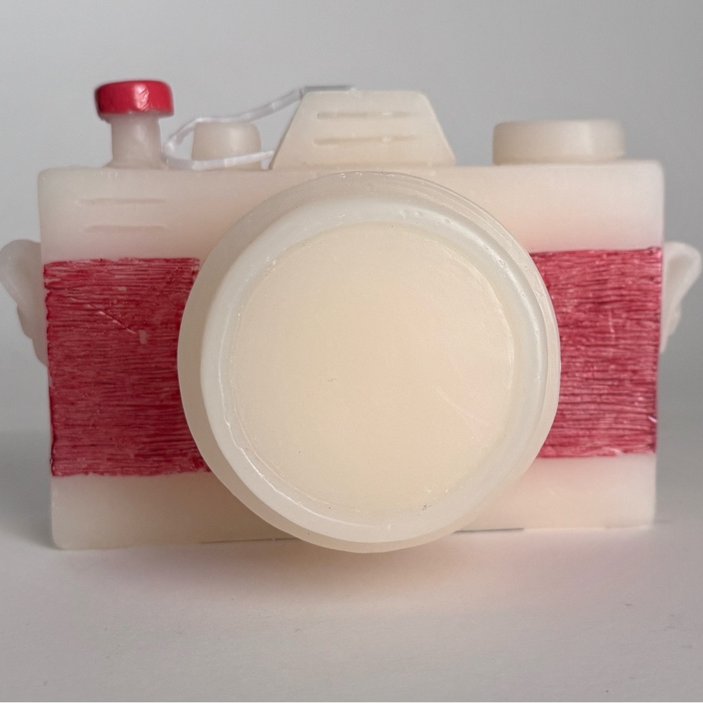 Pink and Cream Camera-Shaped Candle